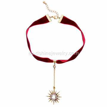 Estrella de cristal colgante mujer terciopelo gargantilla collar joyería